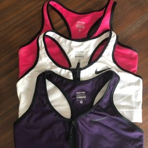 Set of 3 zip front Nike Dri-Fit Sports Bra